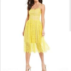 Dress the Population Dandelion Yellow Lace Party Cocktail Feminine Dress XS NWT